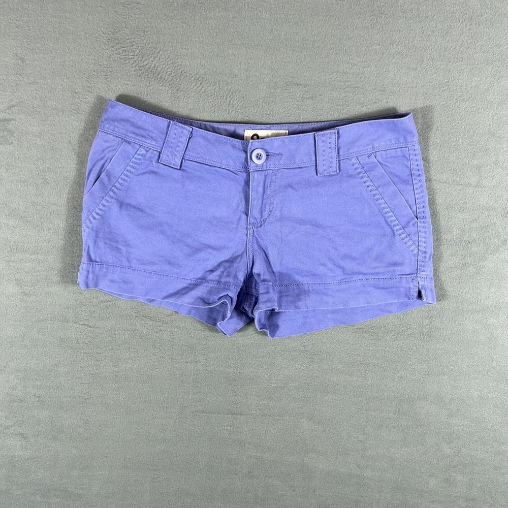 So Women's Size 9 Lavender Chino Shorts Cotton Blend Stretch Button Zip Pockets